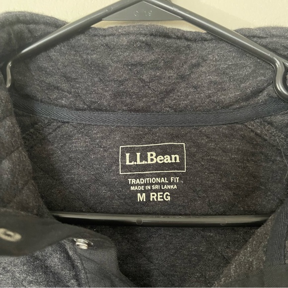L.L. Bean Men’s Quilted Sweatshirt, Size M, Mockneck, Dark Charcoal Heather - Picture 5 of 10